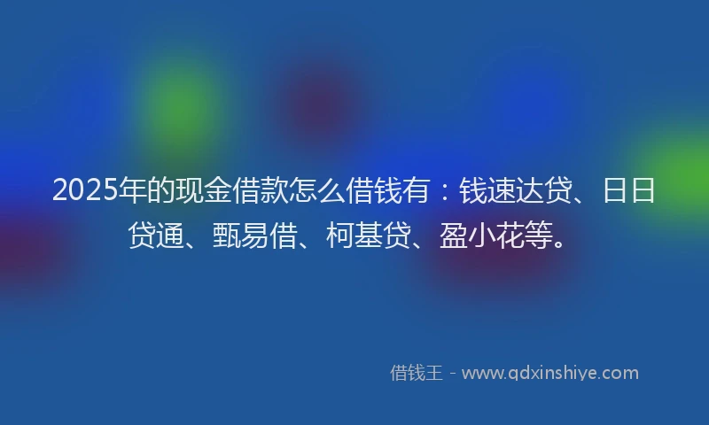 2025年的现金借款怎么借钱有：钱速达贷、日日贷通、甄易借、柯基贷、盈小花等。