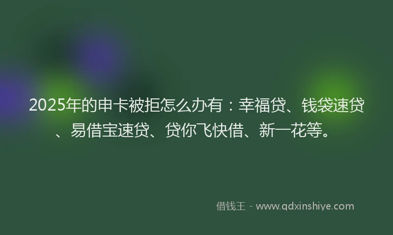 2025年的申卡被拒怎么办有：幸福贷、钱袋速贷、易借宝速贷、贷你飞快借、新一花等。