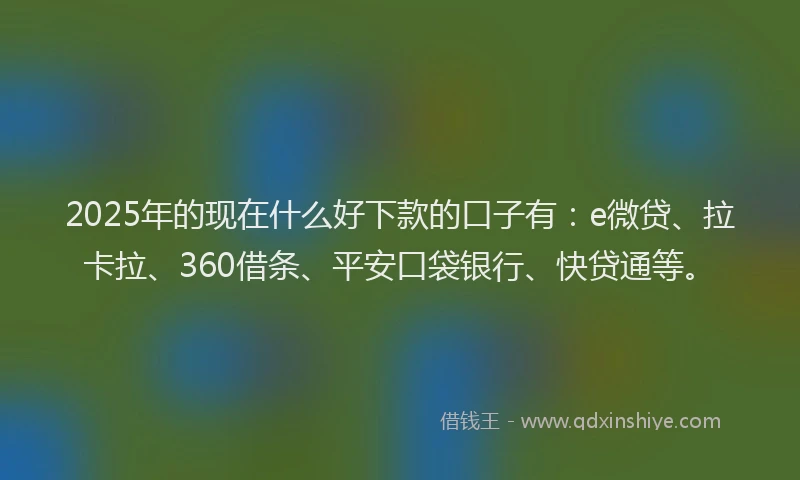 2025年的现在什么好下款的口子有：e微贷、拉卡拉、360借条、平安口袋银行、快贷通等。