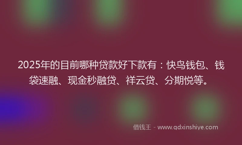 2025年的目前哪种贷款好下款有：快鸟钱包、钱袋速融、现金秒融贷、祥云贷、分期悦等。