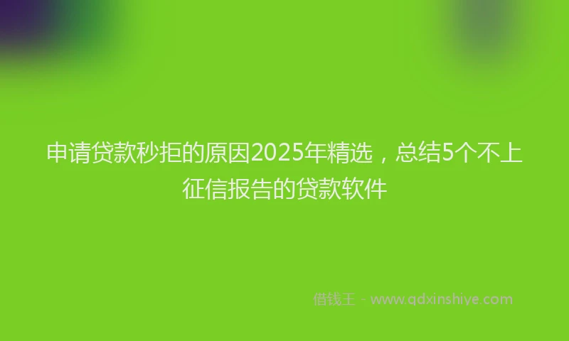 申请贷款秒拒的原因2025年精选，总结5个不上征信报告的贷款软件