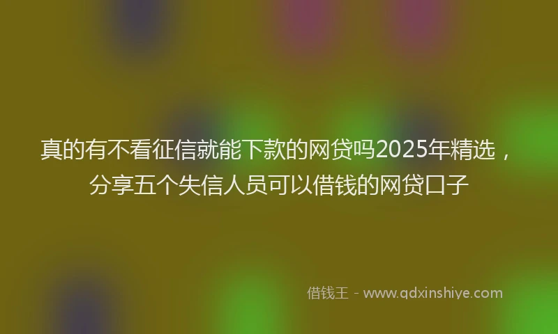 真的有不看征信就能下款的网贷吗2025年精选，分享五个失信人员可以借钱的网贷口子