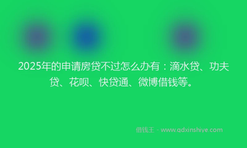 2025年的申请房贷不过怎么办有：滴水贷、功夫贷、花呗、快贷通、微博借钱等。
