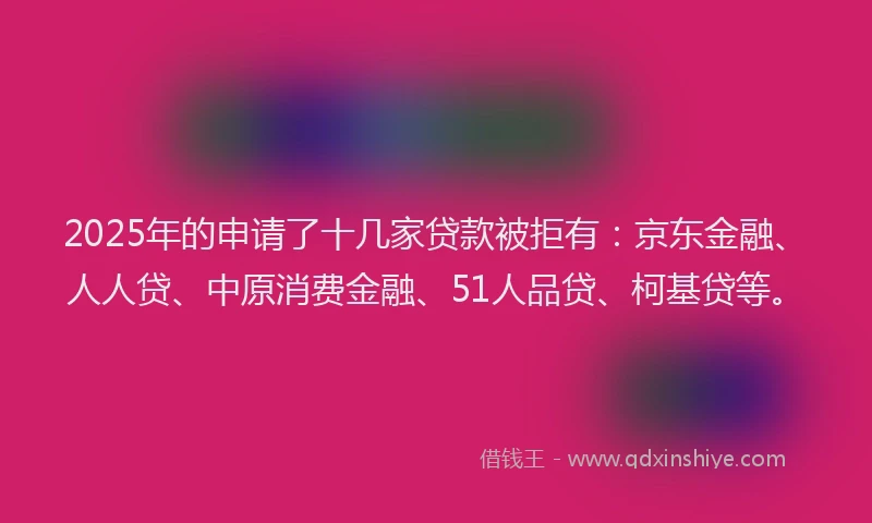2025年的申请了十几家贷款被拒有：京东金融、人人贷、中原消费金融、51人品贷、柯基贷等。