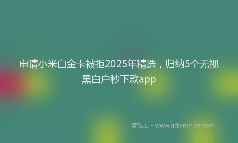 申请小米白金卡被拒2025年精选，归纳5个无视黑白户秒下款app