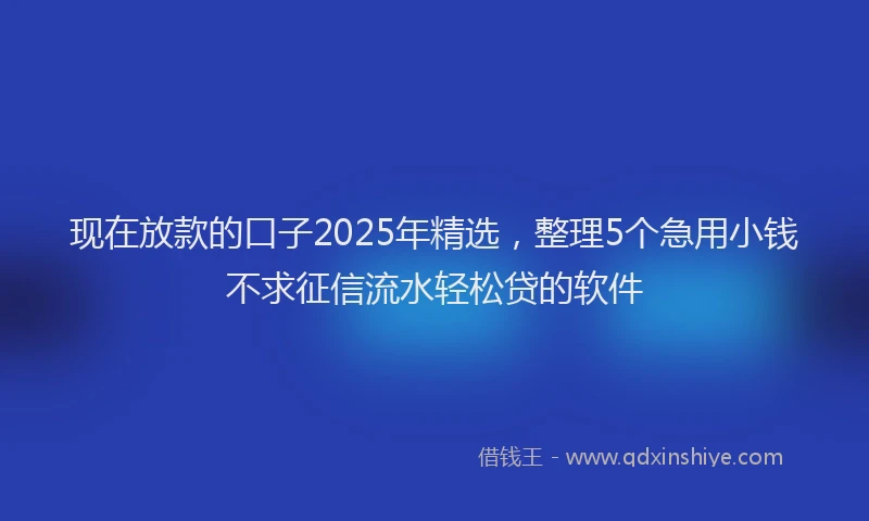 现在放款的口子2025年精选，整理5个急用小钱不求征信流水轻松贷的软件