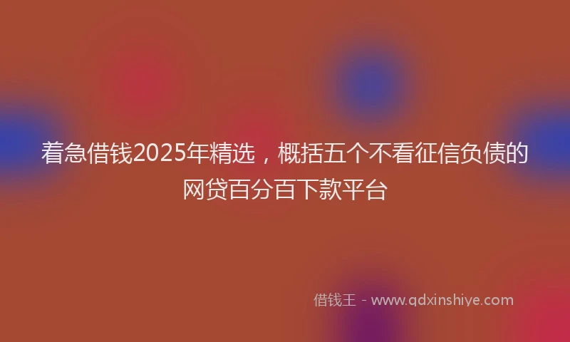 着急借钱2025年精选，概括五个不看征信负债的网贷百分百下款平台