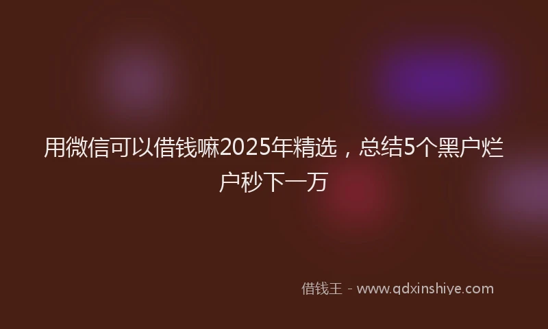 用微信可以借钱嘛2025年精选，总结5个黑户烂户秒下一万
