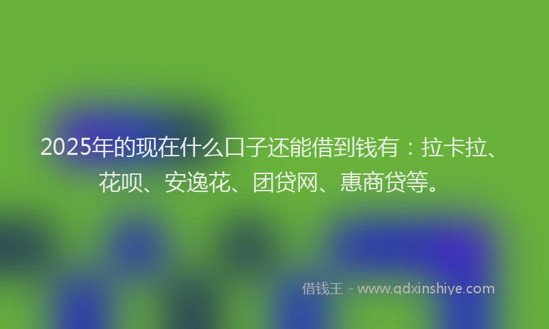 2025年的现在什么口子还能借到钱有：拉卡拉、花呗、安逸花、团贷网、惠商贷等。