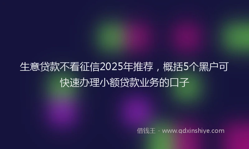 生意贷款不看征信2025年推荐，概括5个黑户可快速办理小额贷款业务的口子