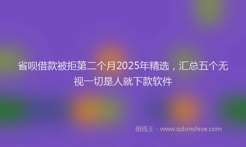 省呗借款被拒第二个月2025年精选，汇总五个无视一切是人就下款软件