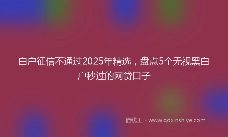 白户征信不通过2025年精选，盘点5个无视黑白户秒过的网贷口子