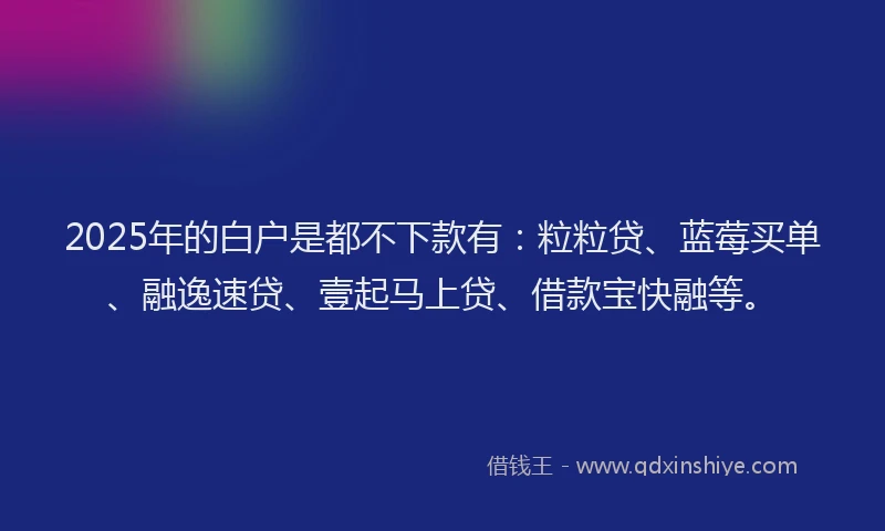 2025年的白户是都不下款有：粒粒贷、蓝莓买单、融逸速贷、壹起马上贷、借款宝快融等。