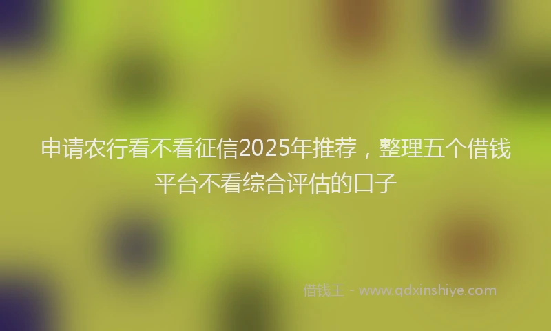 申请农行看不看征信2025年推荐，整理五个借钱平台不看综合评估的口子