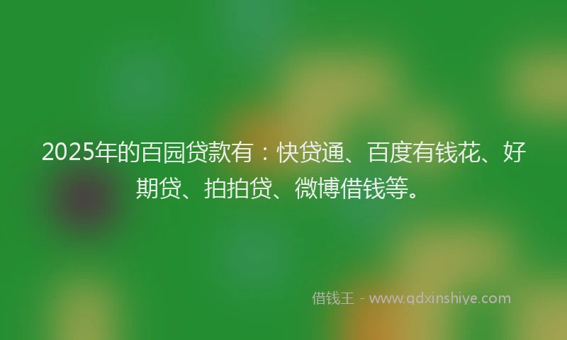 2025年的百园贷款有：快贷通、百度有钱花、好期贷、拍拍贷、微博借钱等。