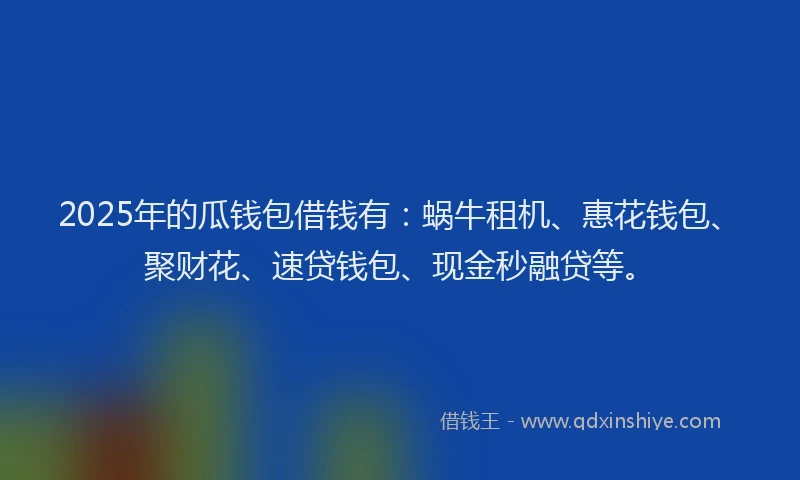 2025年的瓜钱包借钱有：蜗牛租机、惠花钱包、聚财花、速贷钱包、现金秒融贷等。