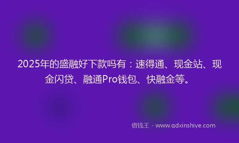 2025年的盛融好下款吗有：速得通、现金站、现金闪贷、融通Pro钱包、快融金等。