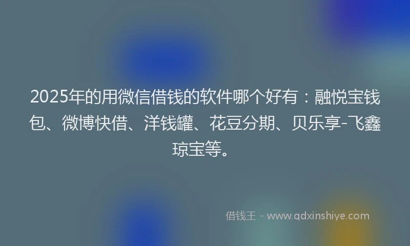 2025年的用微信借钱的软件哪个好有：融悦宝钱包、微博快借、洋钱罐、花豆分期、贝乐享-飞鑫琼宝等。