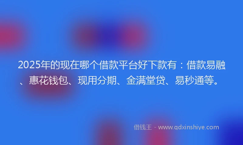 2025年的现在哪个借款平台好下款有：借款易融、惠花钱包、现用分期、金满堂贷、易秒通等。