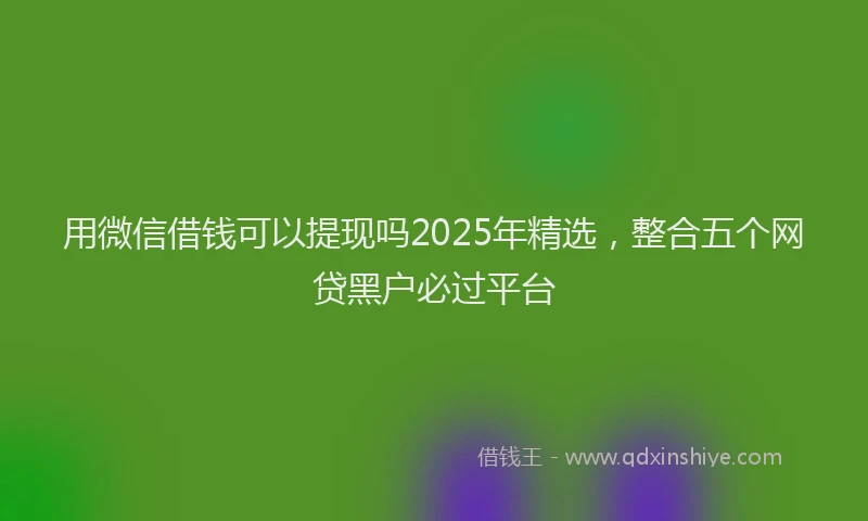 用微信借钱可以提现吗2025年精选，整合五个网贷黑户必过平台