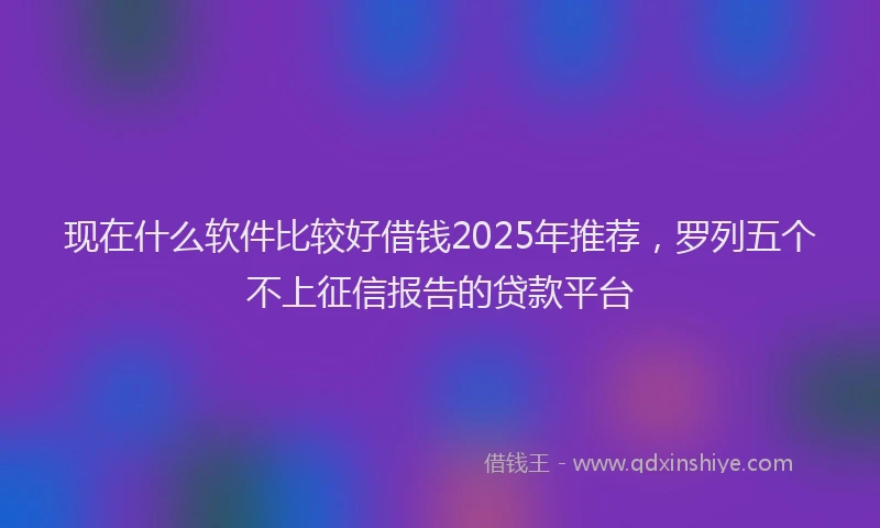 现在什么软件比较好借钱2025年推荐，罗列五个不上征信报告的贷款平台