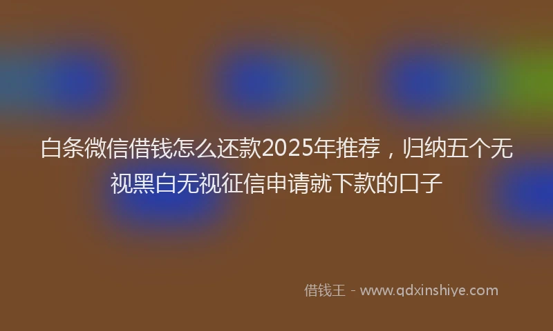 白条微信借钱怎么还款2025年推荐，归纳五个无视黑白无视征信申请就下款的口子