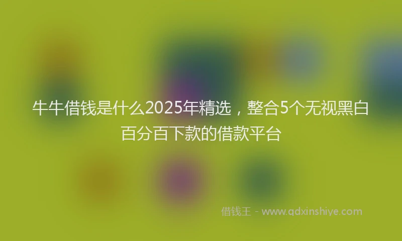 牛牛借钱是什么2025年精选，整合5个无视黑白百分百下款的借款平台