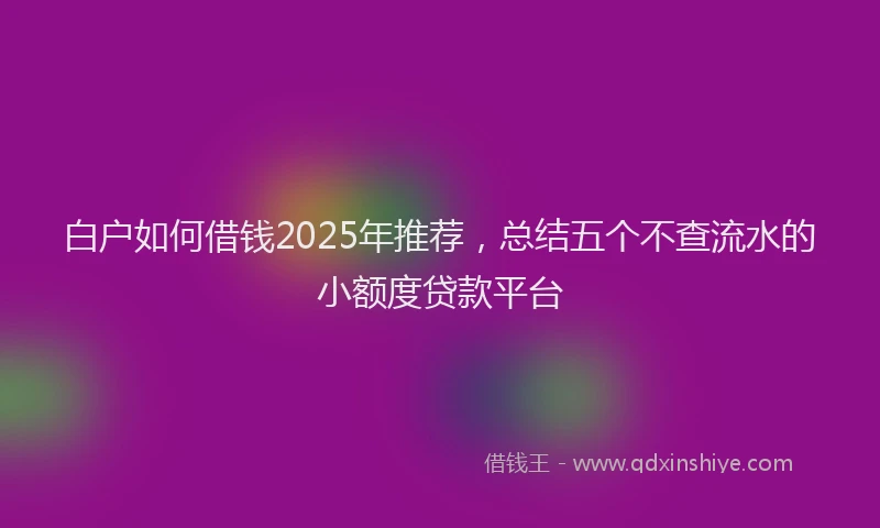 白户如何借钱2025年推荐，总结五个不查流水的小额度贷款平台