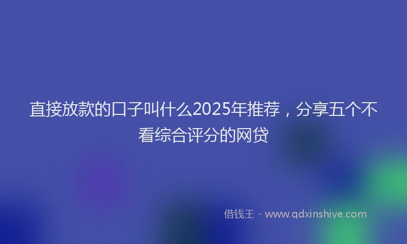 直接放款的口子叫什么2025年推荐，分享五个不看综合评分的网贷
