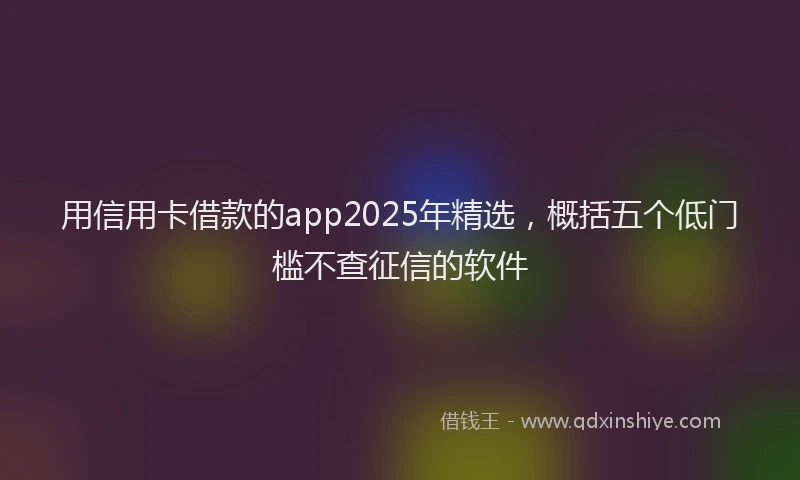 用信用卡借款的app2025年精选，概括五个低门槛不查征信的软件