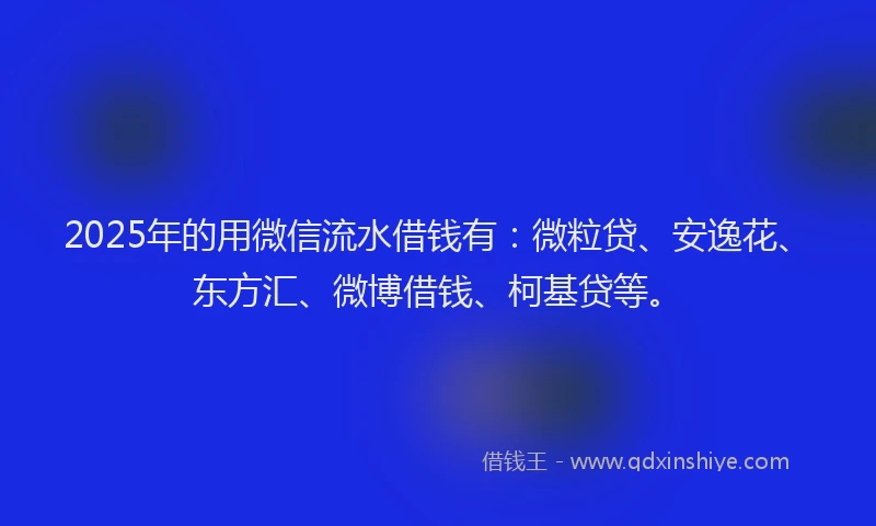 2025年的用微信流水借钱有：微粒贷、安逸花、东方汇、微博借钱、柯基贷等。