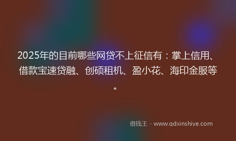 2025年的目前哪些网贷不上征信有：掌上信用、借款宝速贷融、创硕租机、盈小花、海印金服等。