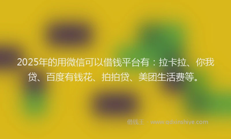 2025年的用微信可以借钱平台有：拉卡拉、你我贷、百度有钱花、拍拍贷、美团生活费等。