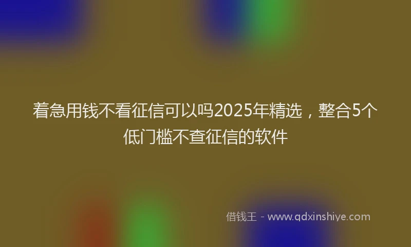 着急用钱不看征信可以吗2025年精选，整合5个低门槛不查征信的软件