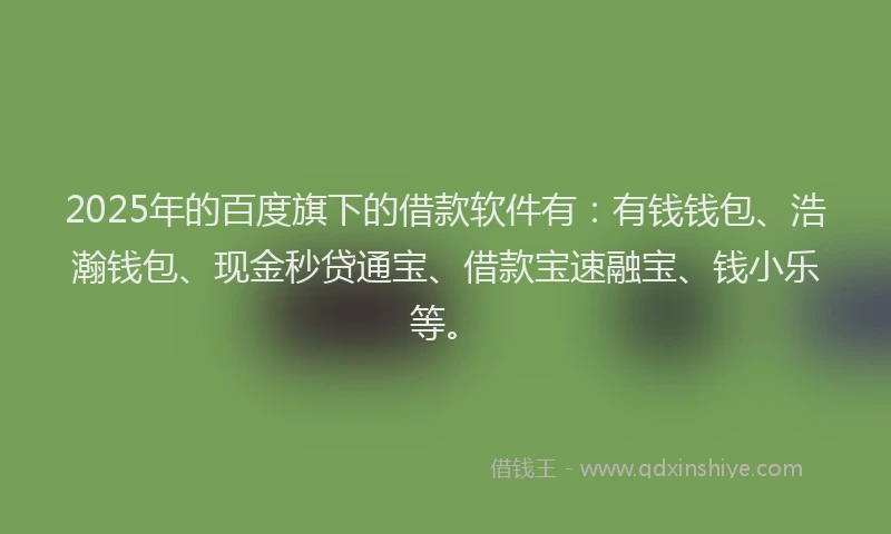 2025年的百度旗下的借款软件有：有钱钱包、浩瀚钱包、现金秒贷通宝、借款宝速融宝、钱小乐等。