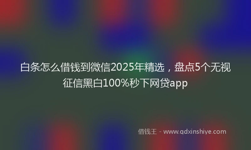 白条怎么借钱到微信2025年精选，盘点5个无视征信黑白100%秒下网贷app