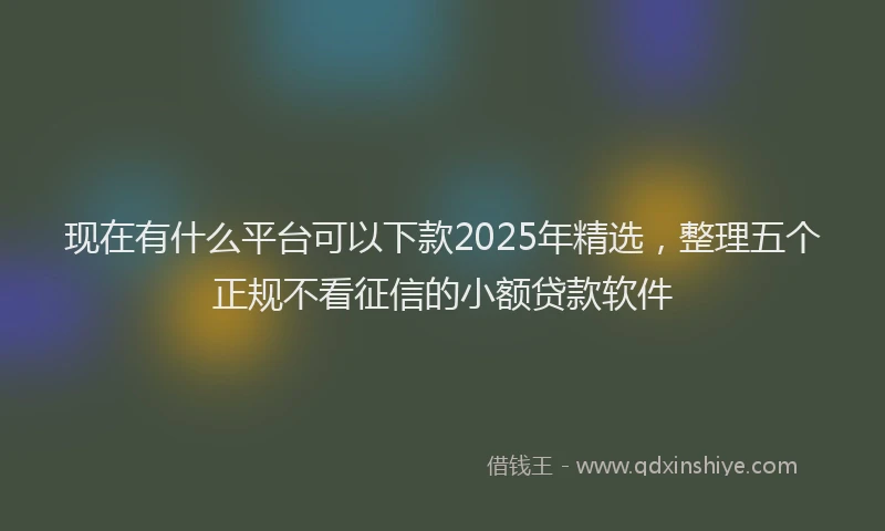 现在有什么平台可以下款2025年精选，整理五个正规不看征信的小额贷款软件