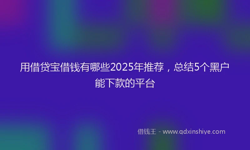 用借贷宝借钱有哪些2025年推荐，总结5个黑户能下款的平台