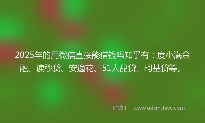 2025年的用微信直接能借钱吗知乎有：度小满金融、读秒贷、安逸花、51人品贷、柯基贷等。