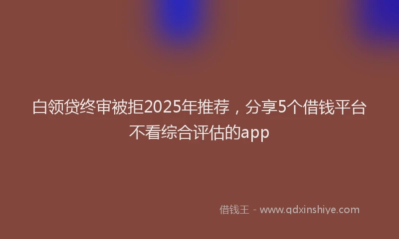 白领贷终审被拒2025年推荐，分享5个借钱平台不看综合评估的app