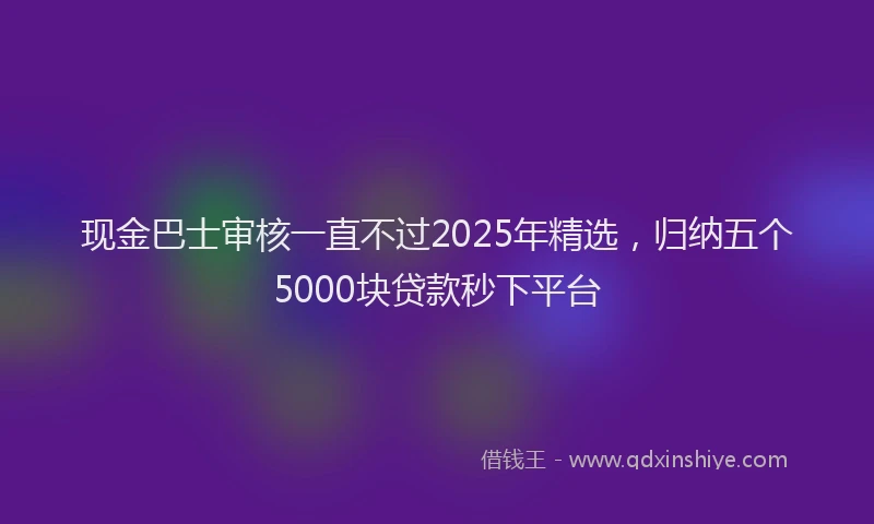 现金巴士审核一直不过2025年精选，归纳五个5000块贷款秒下平台