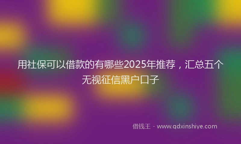 用社保可以借款的有哪些2025年推荐，汇总五个无视征信黑户口子