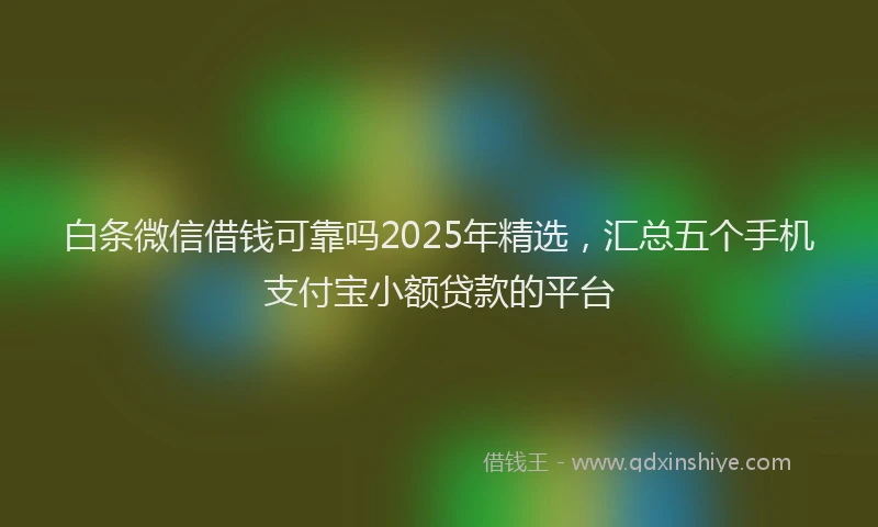 白条微信借钱可靠吗2025年精选，汇总五个手机支付宝小额贷款的平台