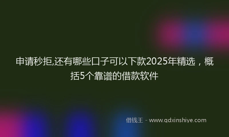 申请秒拒,还有哪些口子可以下款2025年精选，概括5个靠谱的借款软件