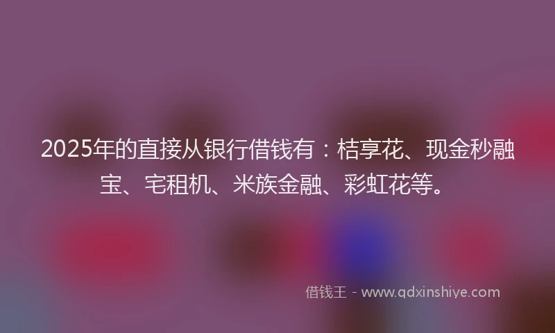 2025年的直接从银行借钱有：桔享花、现金秒融宝、宅租机、米族金融、彩虹花等。