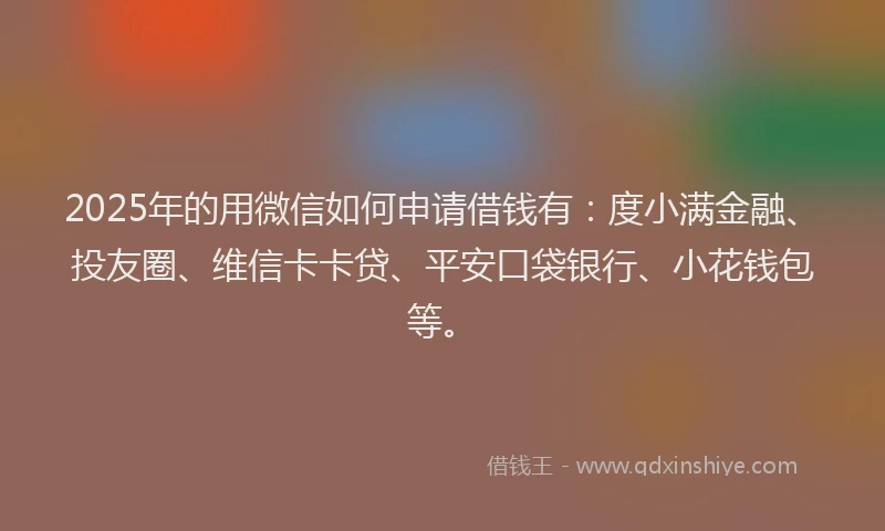 2025年的用微信如何申请借钱有：度小满金融、投友圈、维信卡卡贷、平安口袋银行、小花钱包等。