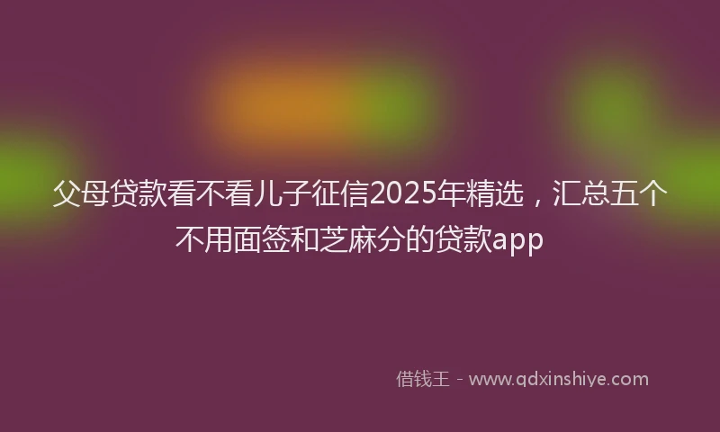 父母贷款看不看儿子征信2025年精选，汇总五个不用面签和芝麻分的贷款app