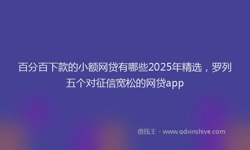 百分百下款的小额网贷有哪些2025年精选，罗列五个对征信宽松的网贷app