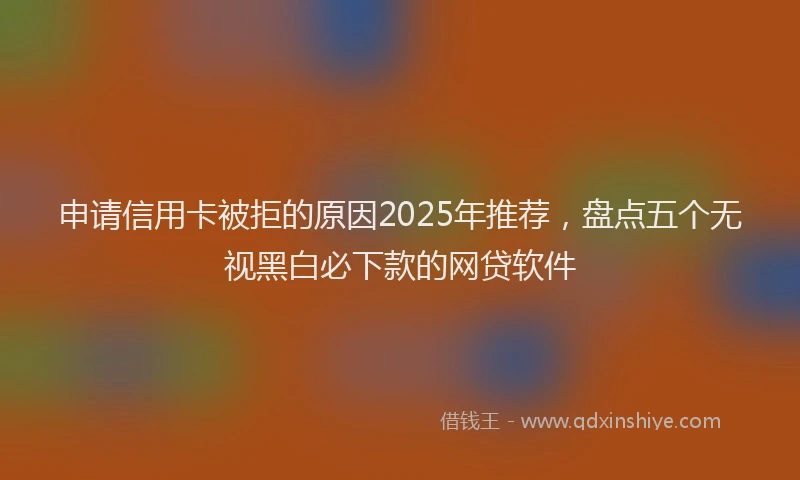 申请信用卡被拒的原因2025年推荐，盘点五个无视黑白必下款的网贷软件