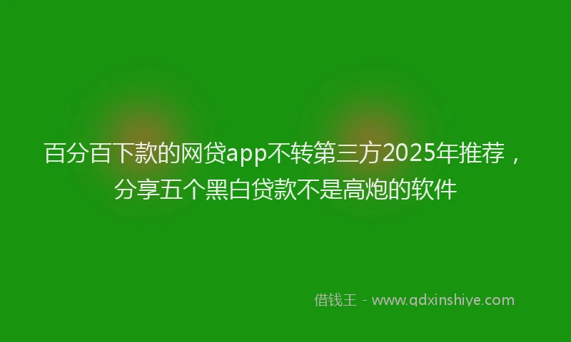 百分百下款的网贷app不转第三方2025年推荐，分享五个黑白贷款不是高炮的软件